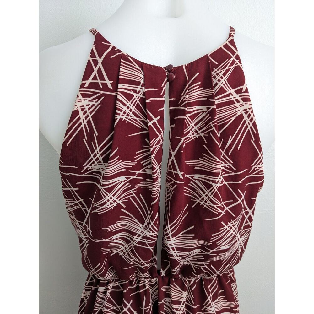 Article Medium Halter Shift Mini Dress Maroon White Abstract Print Sleeveless - Picture 13 of 15